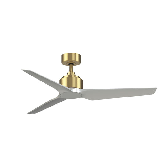 Fanimation TriAire Custom 52in 3-Blade Smart Ceiling Fan | Brushed Satin Brass and Silver Composite Blades | Covered Patio | Model FPD8514BS-52SLW