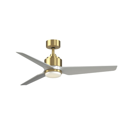 Fanimation TriAire Custom 52in 1-Light Smart Ceiling Fan | Brushed Satin Brass and Silver Composite Blades | Covered Patio | Model FPD8514BS-52SLW-LK