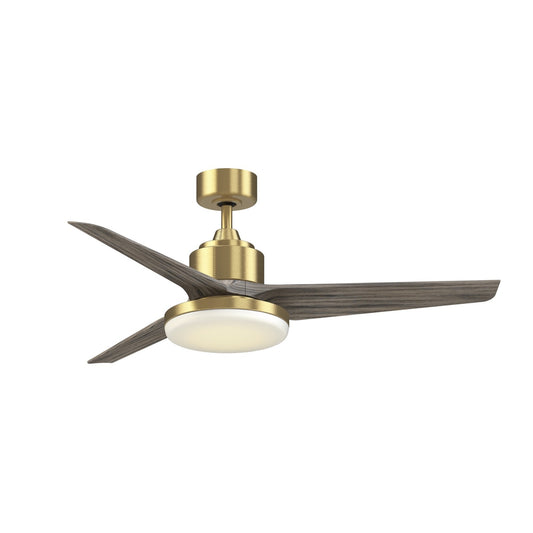 Fanimation TriAire Custom 52in 1-Light Smart Ceiling Fan | Brushed Satin Brass and Weathered Wood Composite Blades | Model FPD8514BS-52WEW-12LK
