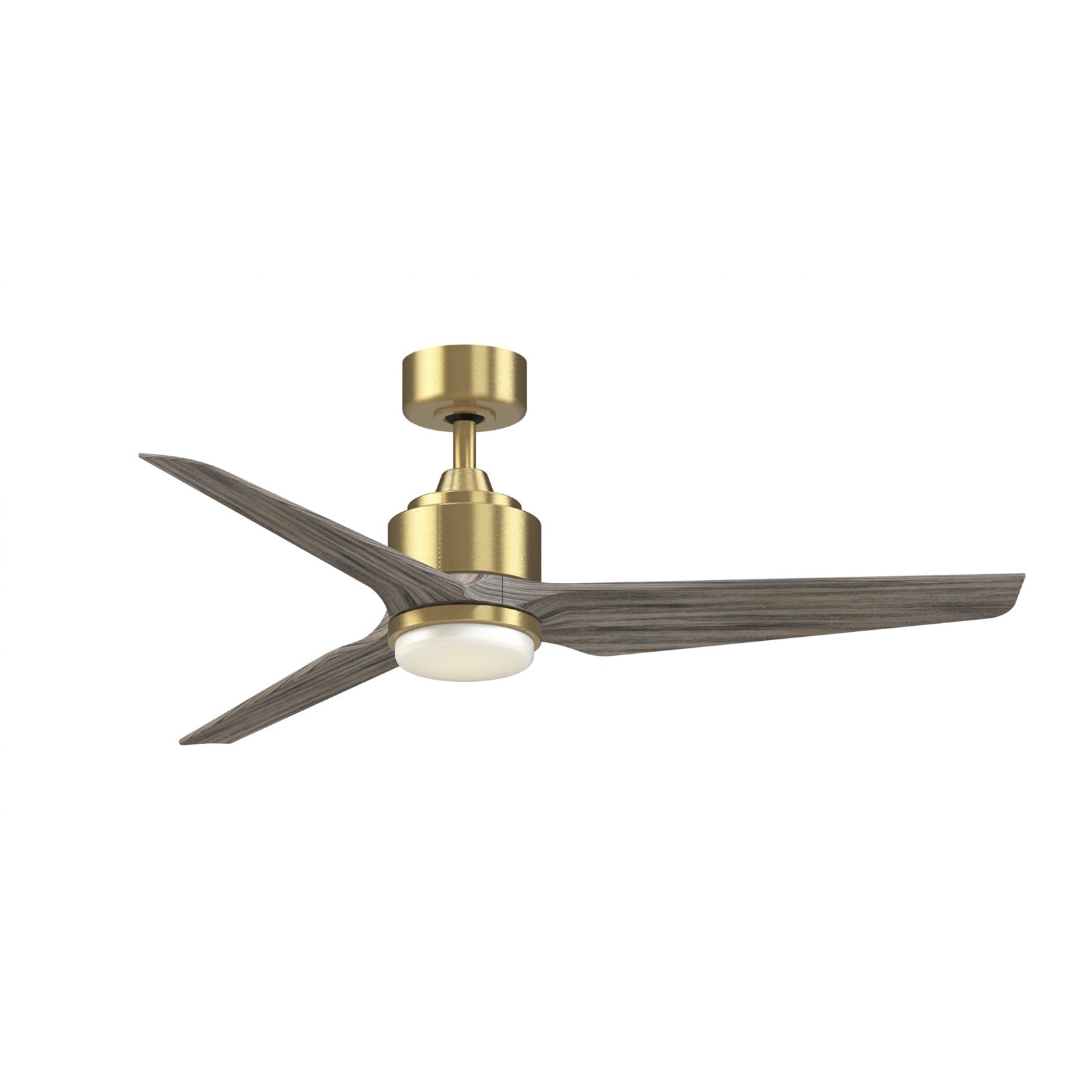Fanimation TriAire Custom 52in 1-Light Ceiling Fan | Modern Brushed Satin Brass and Weathered Wood Blades | Covered Patio | Model FPD8514BS-52WEW-LK