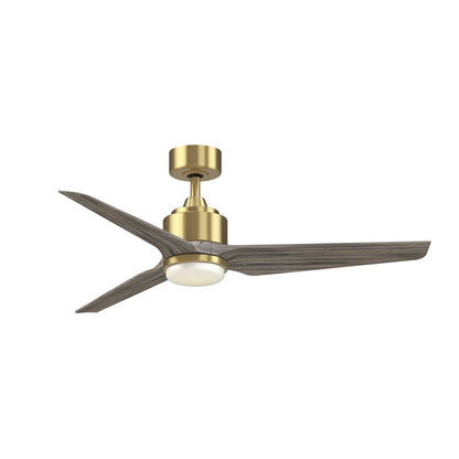 Fanimation TriAire Custom 52in 1-Light Ceiling Fan | Modern Brushed Satin Brass and Weathered Wood Blades | Covered Patio | Model FPD8514BS-52WEW-LK