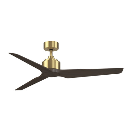 Fanimation TriAire Custom 56in 3-Blade Smart Ceiling Fan | Brushed Satin Brass and Dark Walnut Composite | Covered Patio | Model FPD8514BS-56DWAW