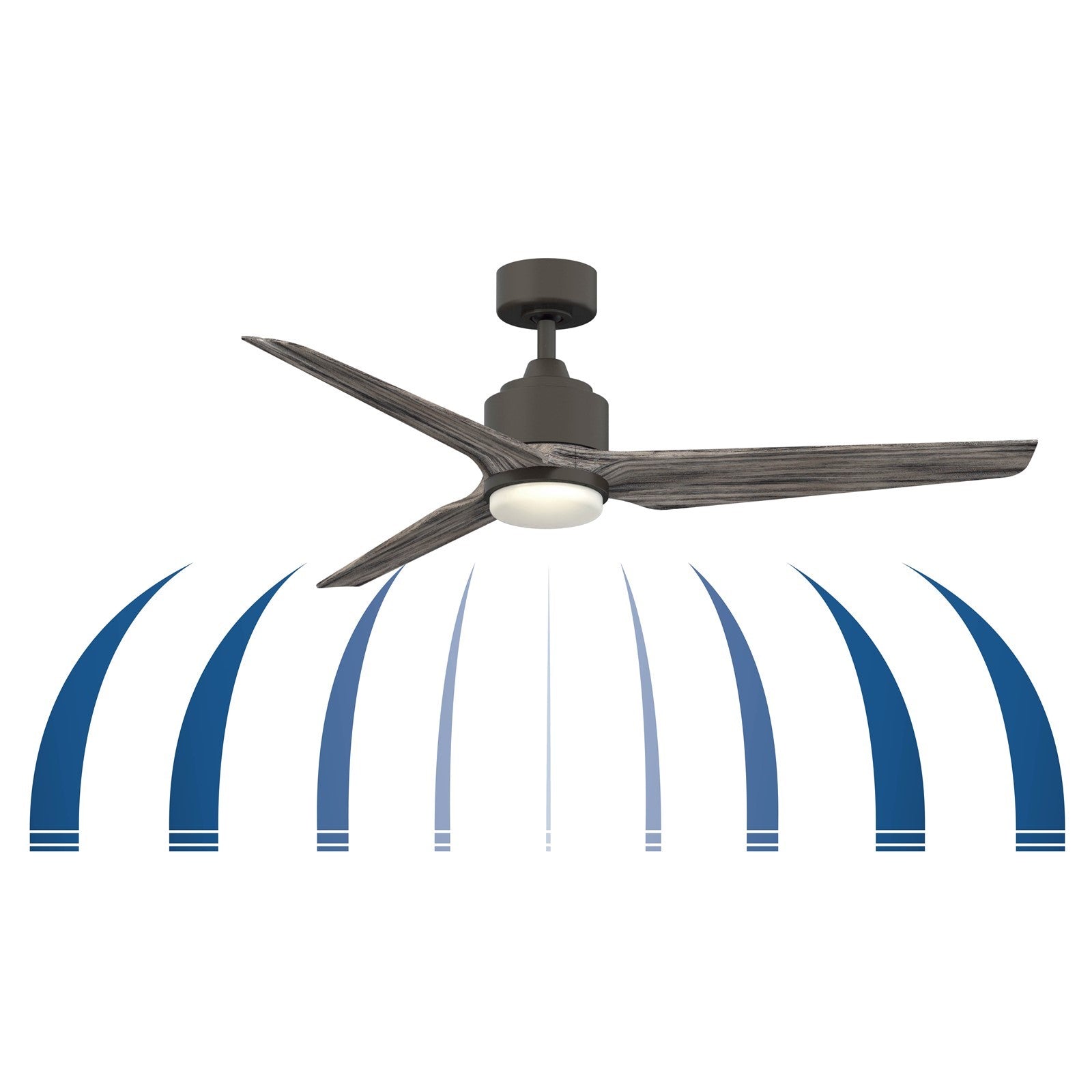 Fanimation TriAire Custom 56in 3-Blade Smart Ceiling Fan | Brushed Satin Brass and Dark Walnut Composite | Covered Patio | Model FPD8514BS-56DWAW