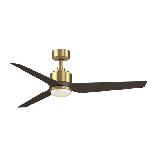 Fanimation TriAire Custom 56in 3-Blade Smart Ceiling Fan with LED Light Kit | Brushed Satin Brass and Dark Walnut | Model FPD8514BS-56DWAW-LK