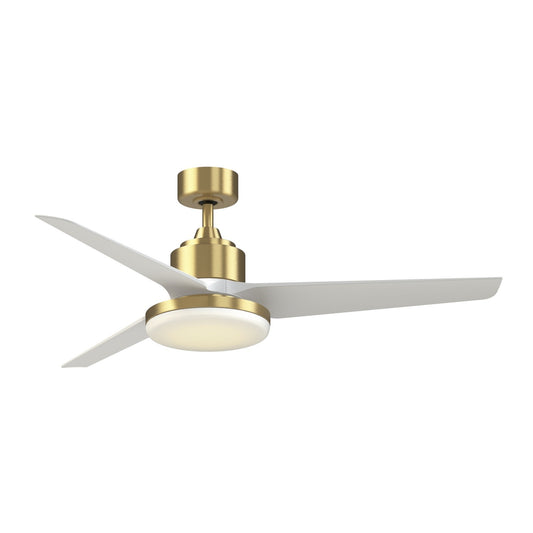 Fanimation TriAire Custom 56in 1-Light Ceiling Fan | Brushed Satin Brass and Matte White Composite Blades | Covered | Model FPD8514BS-56MWW-12LK