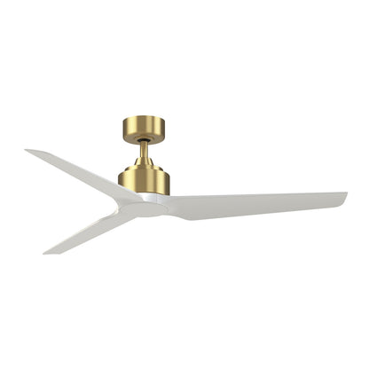 Fanimation TriAire Custom 56in 3-Blade Smart Ceiling Fan | Brushed Satin Brass and Matte White Composite | Covered Patio | Model FPD8514BS-56MWW