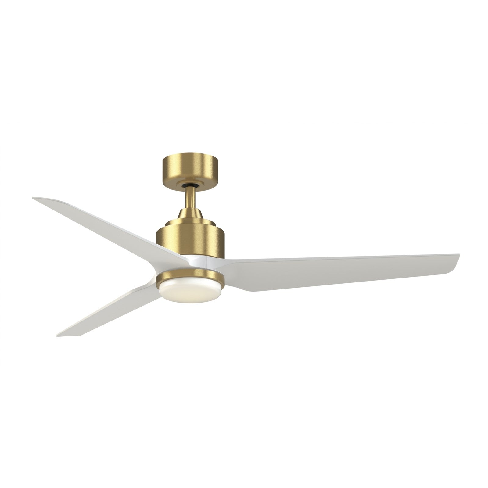 Fanimation TriAire Custom 56in 1-Light Ceiling Fan | Brushed Satin Brass and Matte White Composite Blades | Covered Patio | Model FPD8514BS-56MWW-LK
