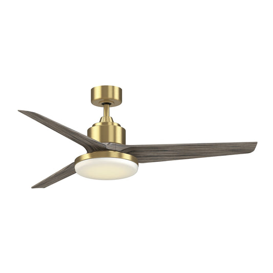Fanimation TriAire Custom 56in 1-Light Ceiling Fan | Modern Brushed Satin Brass and Weathered Wood Composite Blades | Model FPD8514BS-56WEW-12LK