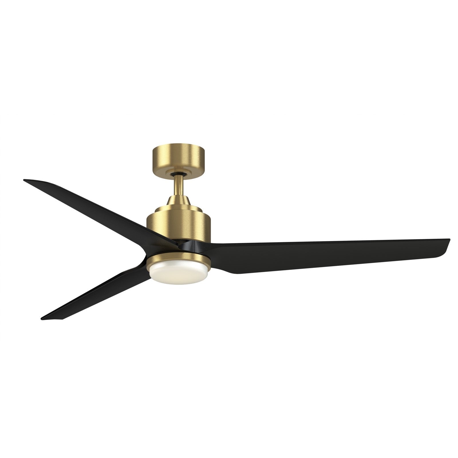 Fanimation TriAire Custom 60in 3-Blade Smart Ceiling Fan with LED Light Kit | Brushed Satin Brass and Black Composite | Model FPD8514BS-60BLW-LK