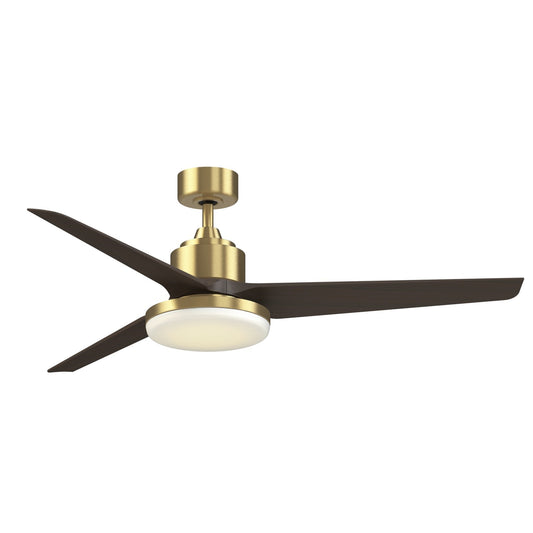 Fanimation TriAire Custom 60in 1-Light Ceiling Fan | Brushed Satin Brass and Dark Walnut Composite | Covered Patio | Model FPD8514BS-60DWAW-12LK