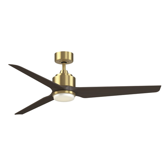 Fanimation TriAire Custom 60in 1-Light Ceiling Fan | Brushed Satin Brass and Dark Walnut Composite | Covered Patio | Model FPD8514BS-60DWAW-LK