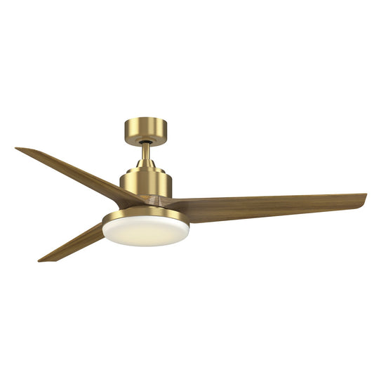 Fanimation TriAire Custom 60in 1-Light Ceiling Fan | Brushed Satin Brass and Koa Composite | Covered Patio & Living Room | Model FPD8514BS-60KW-12LK
