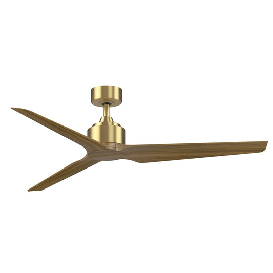 Fanimation TriAire Custom 60in Ceiling Fan | Brushed Satin Brass and Koa Composite | Covered Patio & Living Room | Model FPD8514BS-60KW