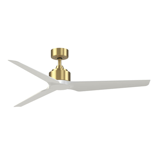 Fanimation TriAire Custom 60in Smart Ceiling Fan | Modern Brushed Satin Brass and Matte White Blades | Covered Patio | Model FPD8514BS-60MWW