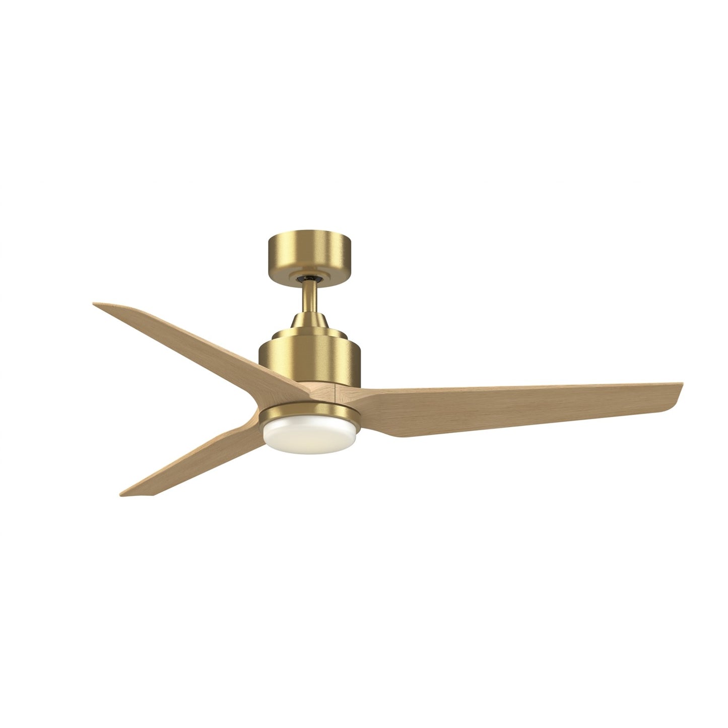 Fanimation TriAire Custom 60in 3-Blade DC Ceiling Fan with LED Light Kit | Brushed Satin Brass and Natural Composite Blades | Model FPD8514BS-60NW-LK