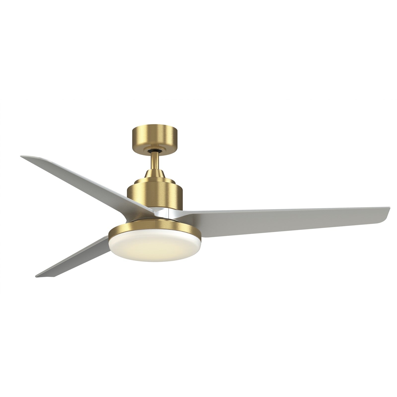 Fanimation TriAire Custom 60in 1-Light Ceiling Fan | Brushed Satin Brass and Silver Composite Blades | Covered Patio | Model FPD8514BS-60SLW-12LK
