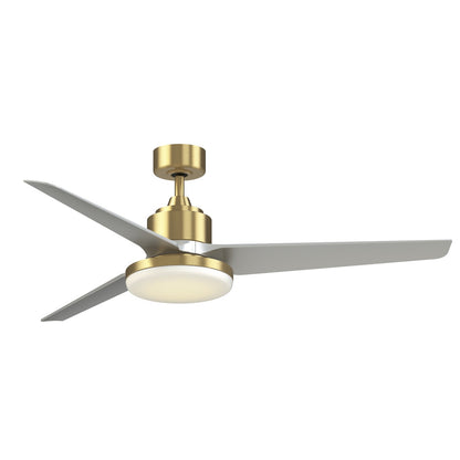 Fanimation TriAire Custom 60in 1-Light Ceiling Fan | Brushed Satin Brass and Silver Composite Blades | Covered Patio | Model FPD8514BS-60SLW-12LK
