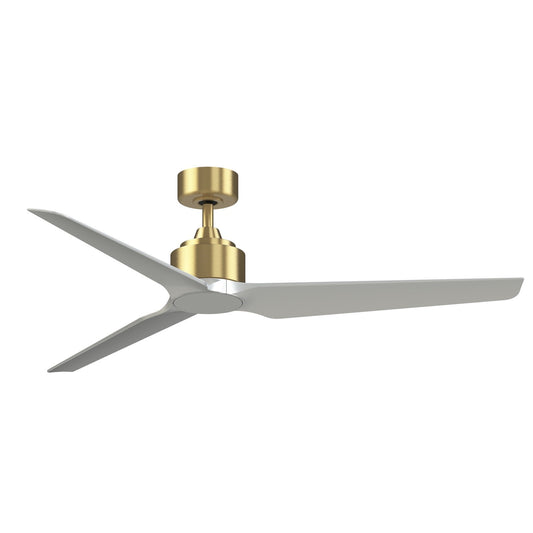Fanimation TriAire Custom 60in 3-Blade DC Ceiling Fan | Brushed Satin Brass and Silver Composite Blades | Covered Patio | Model FPD8514BS-60SLW