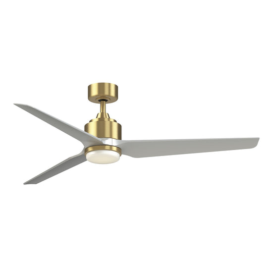 Fanimation TriAire Custom 60in 1-Light Ceiling Fan | Brushed Satin Brass and Silver Composite Blades | Covered Patio | Model FPD8514BS-60SLW-LK