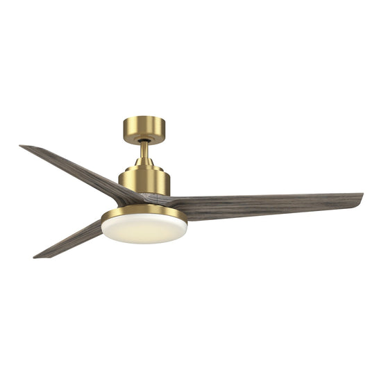 Fanimation TriAire Custom 60in 1-Light Ceiling Fan | Brushed Satin Brass and Weathered Wood Composite Blades | Covered | Model FPD8514BS-60WEW-12LK