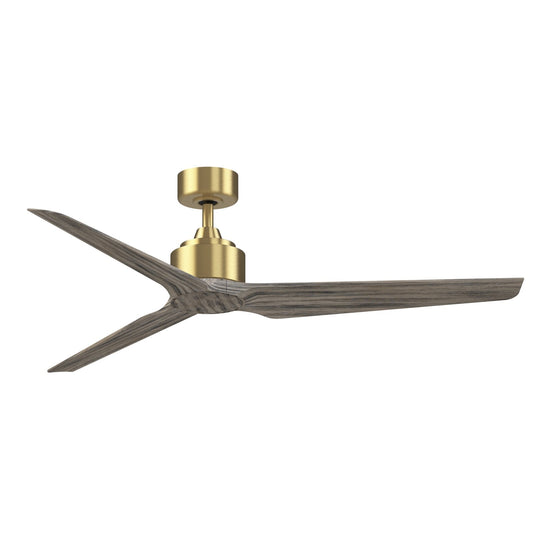 Fanimation TriAire Custom 60in Ceiling Fan | Brushed Satin Brass and Weathered Wood Composite Blades | Covered Patio & Indoor | Model FPD8514BS-60WEW