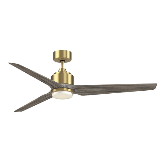 Fanimation TriAire Custom 60in 1-Light Ceiling Fan | Brushed Satin Brass and Weathered Wood Blades | Covered Patio | Model FPD8514BS-60WEW-LK