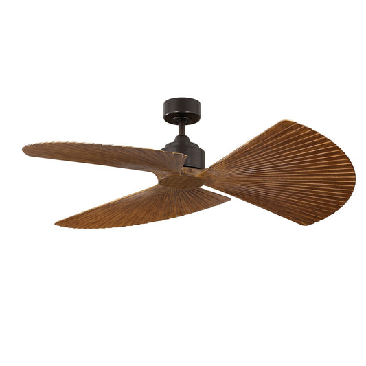 Fanimation TriAire Custom 52in 3-Blade Ceiling Fan | Dark Bronze and Pleated Koa Composite Blades | Covered Patio & Living | Model FPD8514DZW-52PKW