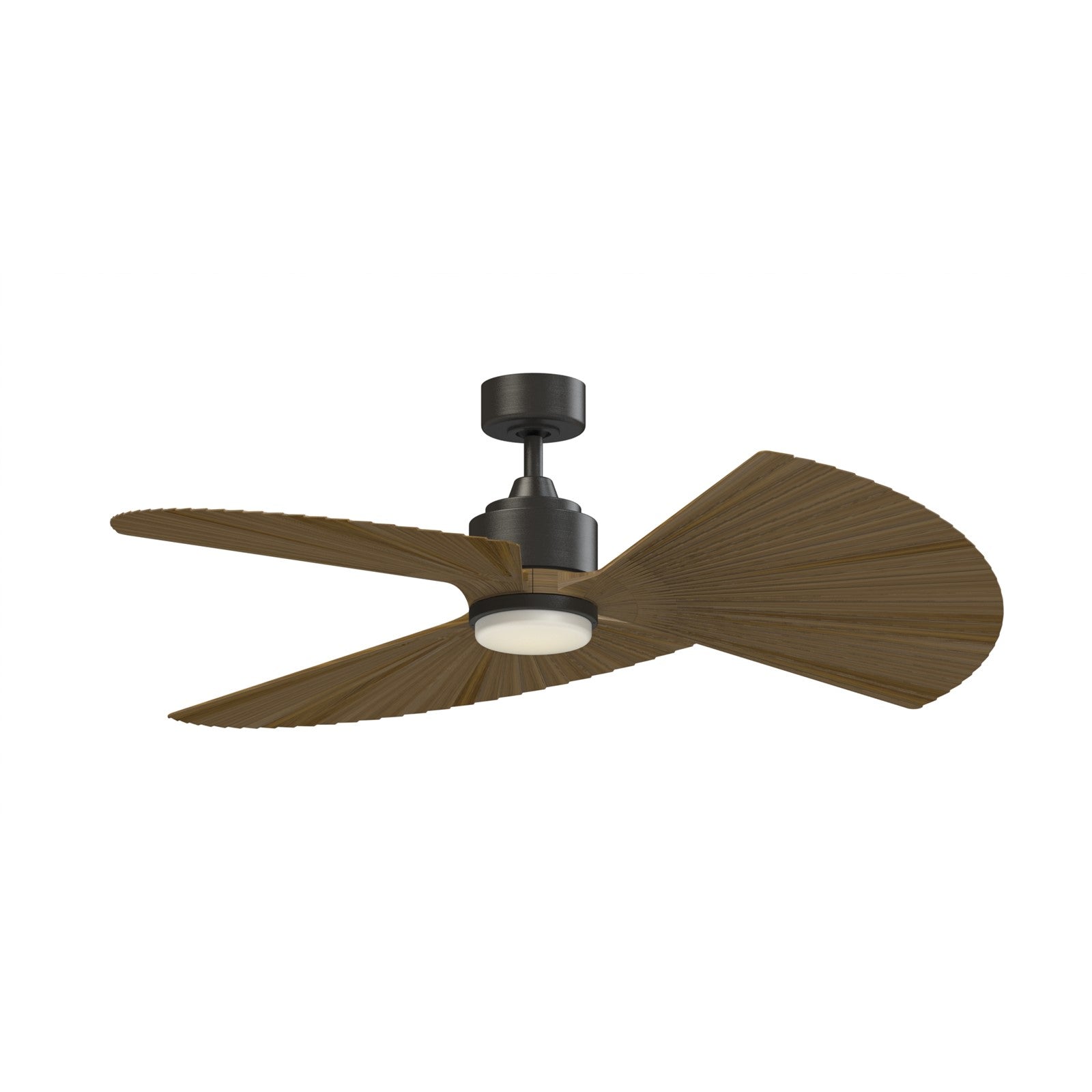 Fanimation TriAire Custom 52in 1-Light Ceiling Fan | Dark Bronze and Pleated Koa Composite Blades | Indoor & Outdoor Wet | Model FPD8514DZW-52PKW-LK