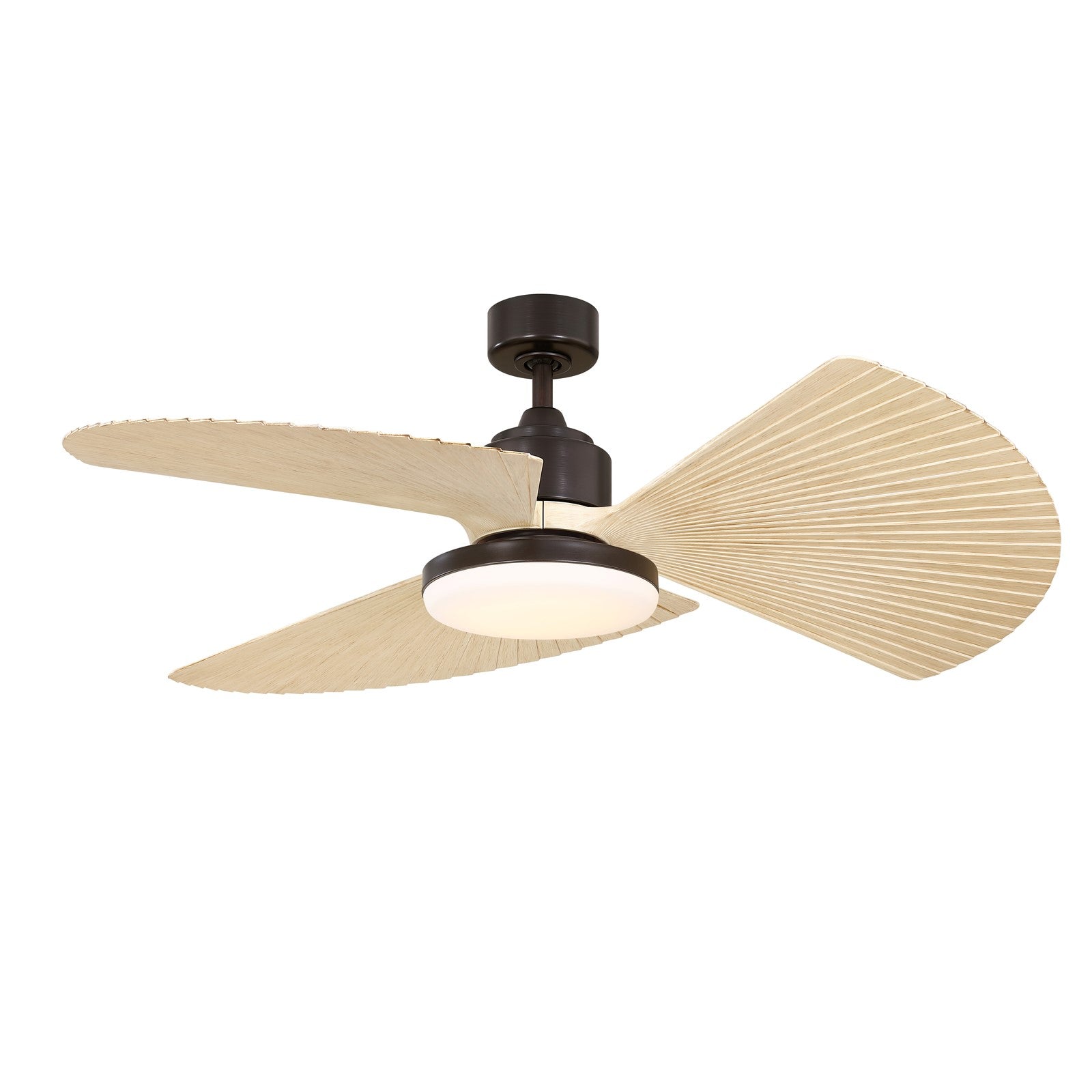 Fanimation TriAire Custom 52in 1-Light Ceiling Fan | Dark Bronze and Natural Pleated Composite Blades | Living Room | Model FPD8514DZW-52PNW-12LK