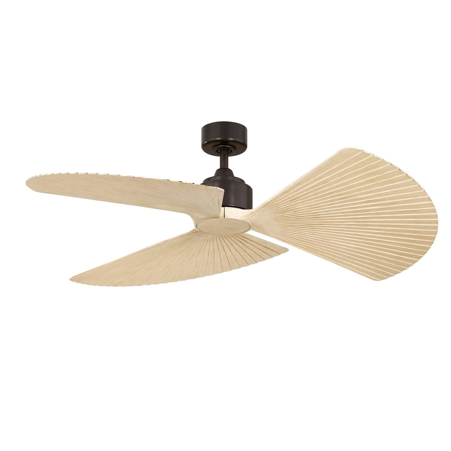 Fanimation TriAire Custom 52in 3-Blade Wet Rated Smart Ceiling Fan | Dark Bronze and Natural Pleated Composite Blades | Model FPD8514DZW-52PNW