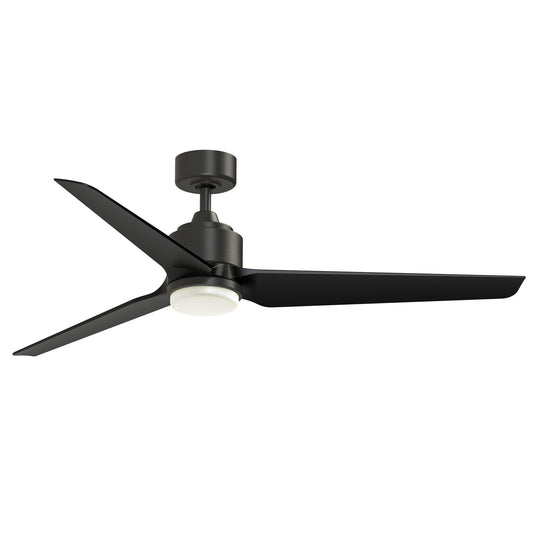 Fanimation TriAire Custom 60in 3-Blade Smart Ceiling Fan with LED Light Kit | Dark Bronze and Black Composite Blades | Model FPD8514DZW-60BLW-LK