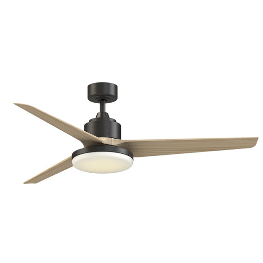 Fanimation TriAire Custom 60in 1-Light Ceiling Fan | Dark Bronze and Natural Composite Blades | Indoor & Outdoor Wet | Model FPD8514DZW-60NW-12LK