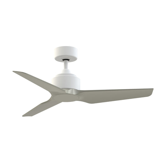 Fanimation TriAire Custom 44in 3-Blade Smart Ceiling Fan | Matte White and Brushed Nickel Composite | Indoor & Outdoor Wet | Model FPD8514MWW-44BNW