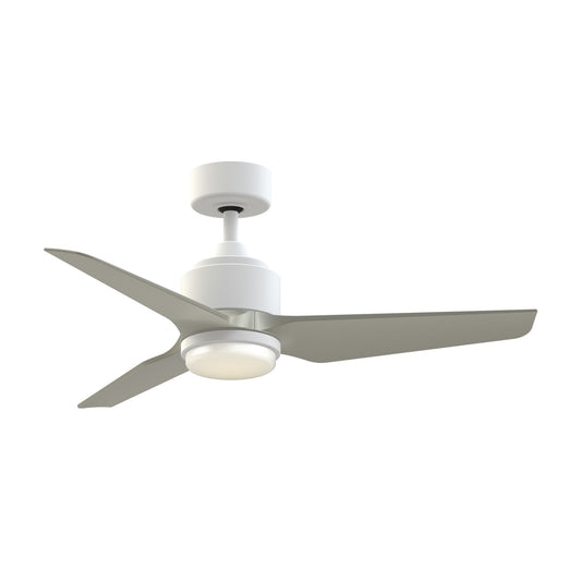 Fanimation TriAire Custom 44in 3-Blade Smart Ceiling Fan w/ LED Light | Matte White and Brushed Nickel Composite | Indoor | Model FPD8514MWW-44BNW-LK