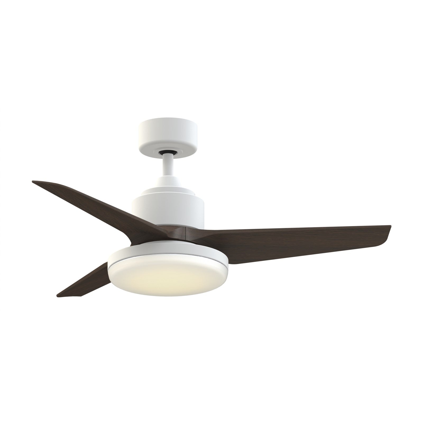 Fanimation TriAire Custom 44in 1-Light Smart Ceiling Fan | Modern Matte White and Dark Walnut Composite | Living Room | Model FPD8514MWW-44DWAW-12LK