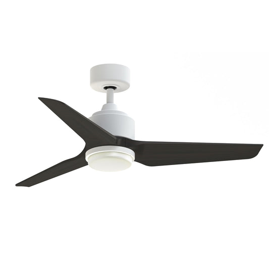 Fanimation TriAire Custom 44in 1-Light Smart Ceiling Fan | Modern Matte White and Dark Walnut Composite | Living Room | Model FPD8514MWW-44DWAW-LK