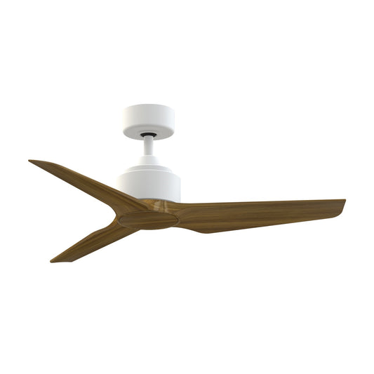 Fanimation TriAire Custom 44in Smart Ceiling Fan | Modern Matte White and Koa Composite | Living Room & Covered Patio | Model FPD8514MWW-44KW
