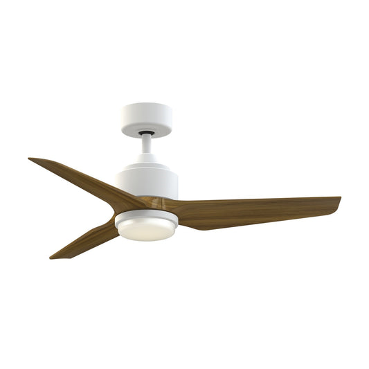 Fanimation TriAire Custom 44in 1-Light Ceiling Fan | Modern Matte White and Koa Composite Blades | Indoor & Outdoor Wet | Model FPD8514MWW-44KW-LK