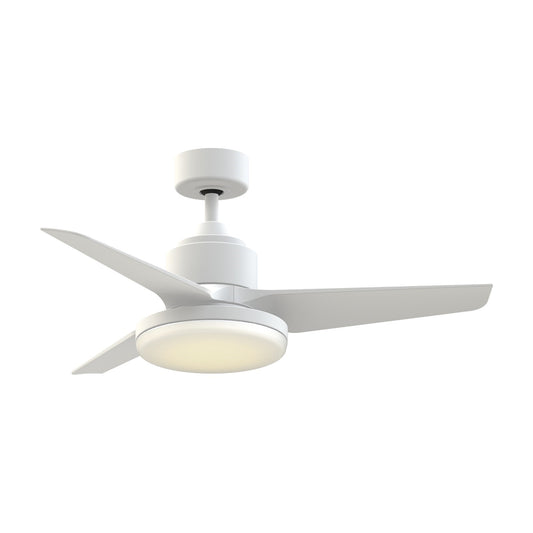 Fanimation TriAire Custom 44in 1-Light Ceiling Fan | Modern Matte White and Matte White Composite Blades | Indoor | Model FPD8514MWW-44MWW-12LK