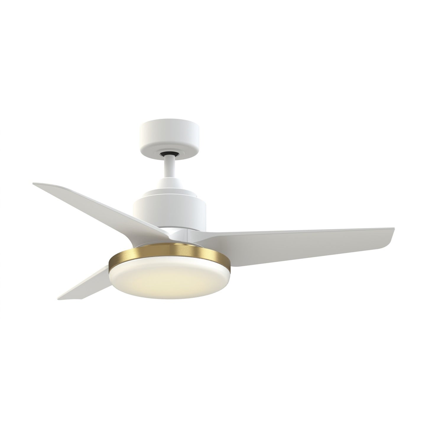 Fanimation TriAire Custom 44in 1-Light Ceiling Fan | Modern Matte White and Matte White Composite Blades with Brushed | Model FPD8514MWW-44MWW-BS12LK