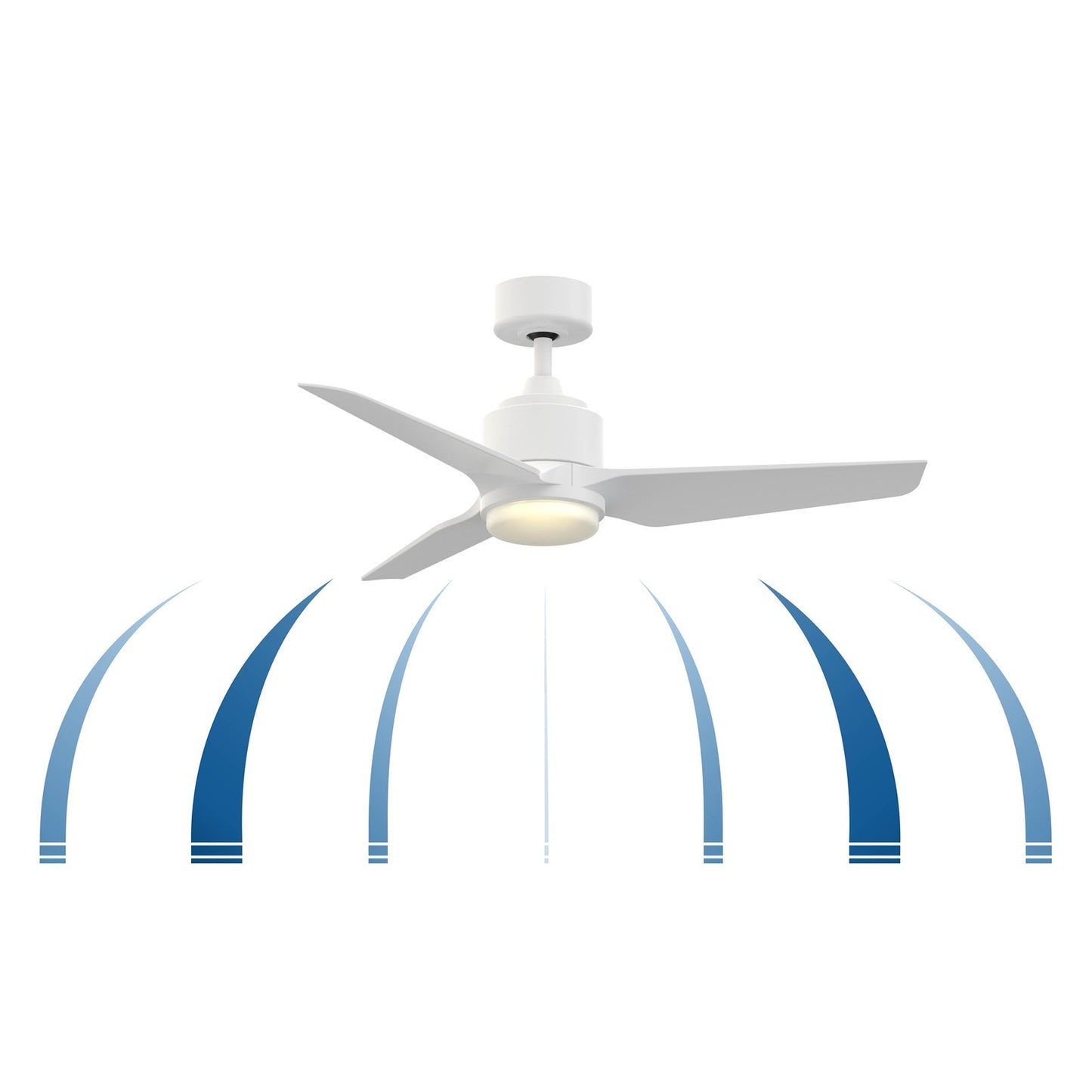 Fanimation TriAire Custom 44in 1-Light Ceiling Fan | Modern Matte White and Matte White Composite Blades with Brushed | Model FPD8514MWW-44MWW-BS12LK