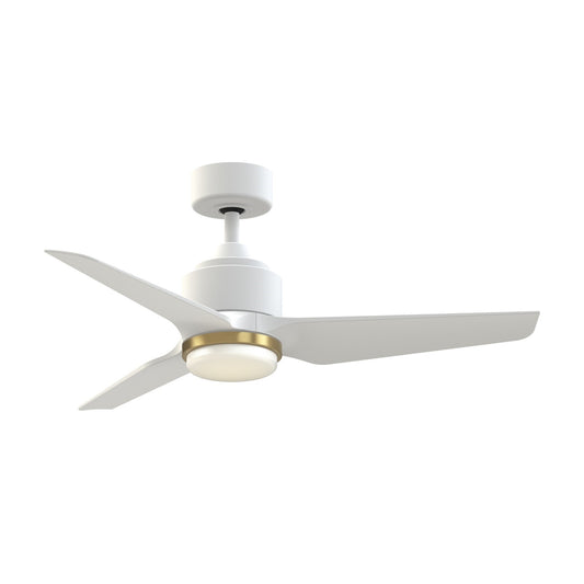 Fanimation TriAire Custom 44in 1-Light Smart Ceiling Fan | Modern Matte White and Brushed Satin Brass Accent | Patio | Model FPD8514MWW-44MWW-LKBS