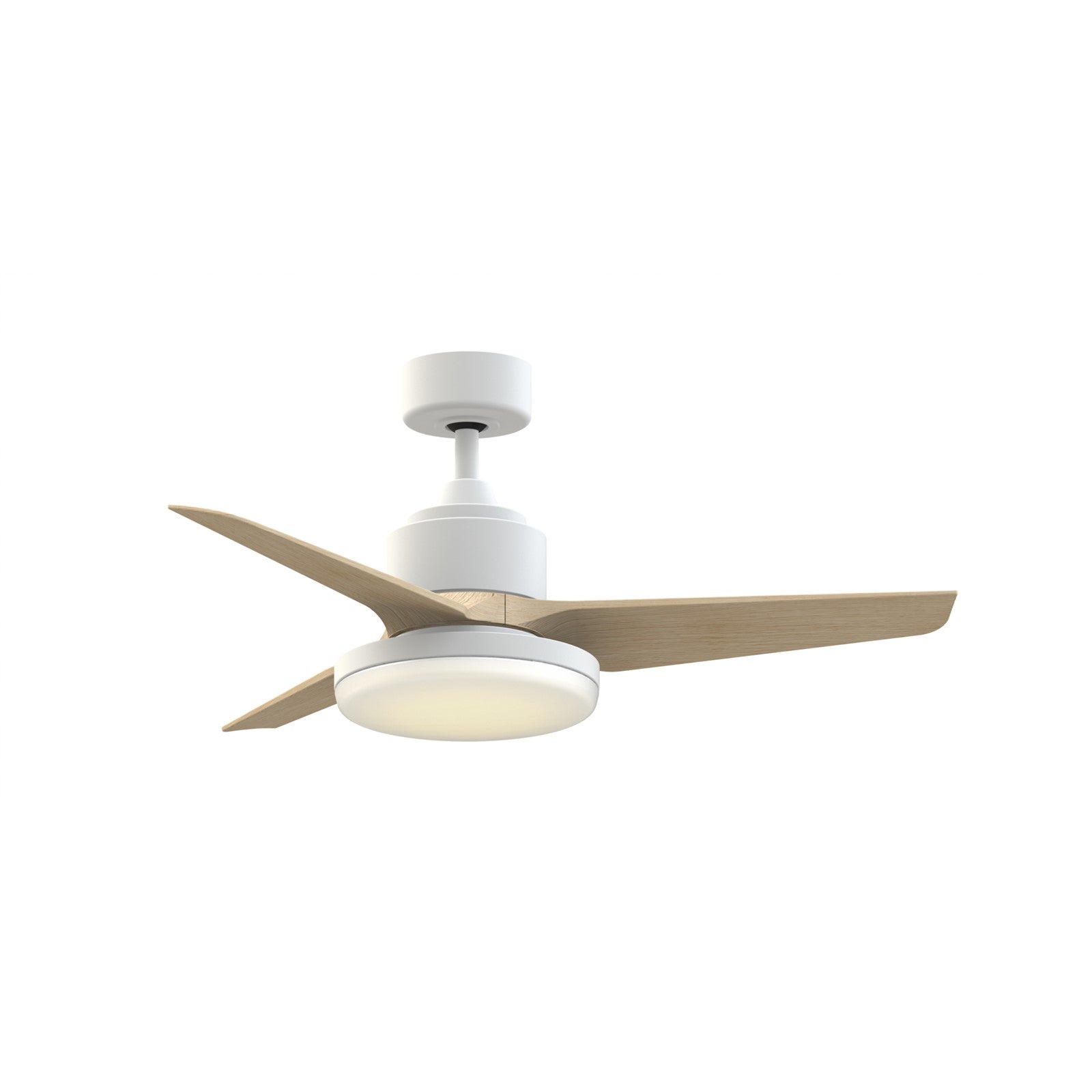 Fanimation TriAire Custom 44in 1-Light Smart Ceiling Fan | Modern Matte White and Natural Composite Blades | Patio | Model FPD8514MWW-44NW-12LK