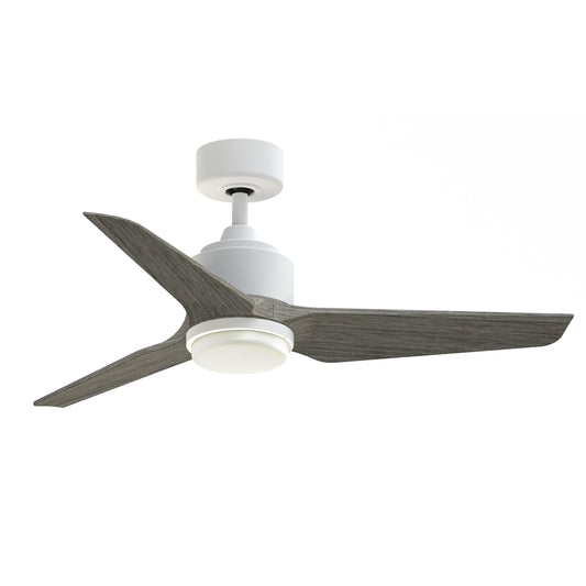 Fanimation TriAire Custom 44in 1-Light Smart Ceiling Fan | Matte White and Weathered Wood Composite Blades | Porch | Model FPD8514MWW-44WEW-LK