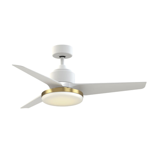 Fanimation TriAire Custom 48in 1-Light Smart Ceiling Fan | Modern Matte White and Brushed Satin Brass Opal Frosted | Model FPD8514MWW-48MWW-BS12LK
