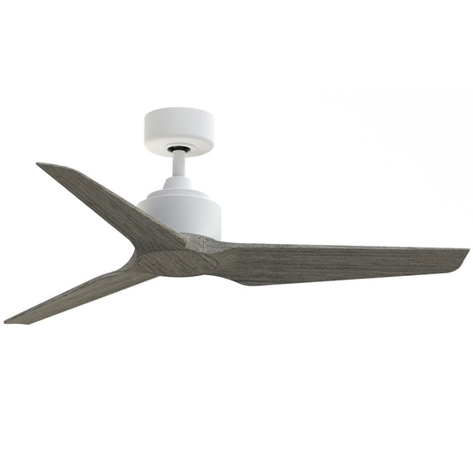 Fanimation TriAire Custom 48in 3-Blade Wet Rated Smart Ceiling Fan | Matte White and Weathered Wood Composite | Indoor | Model FPD8514MWW-48WEW
