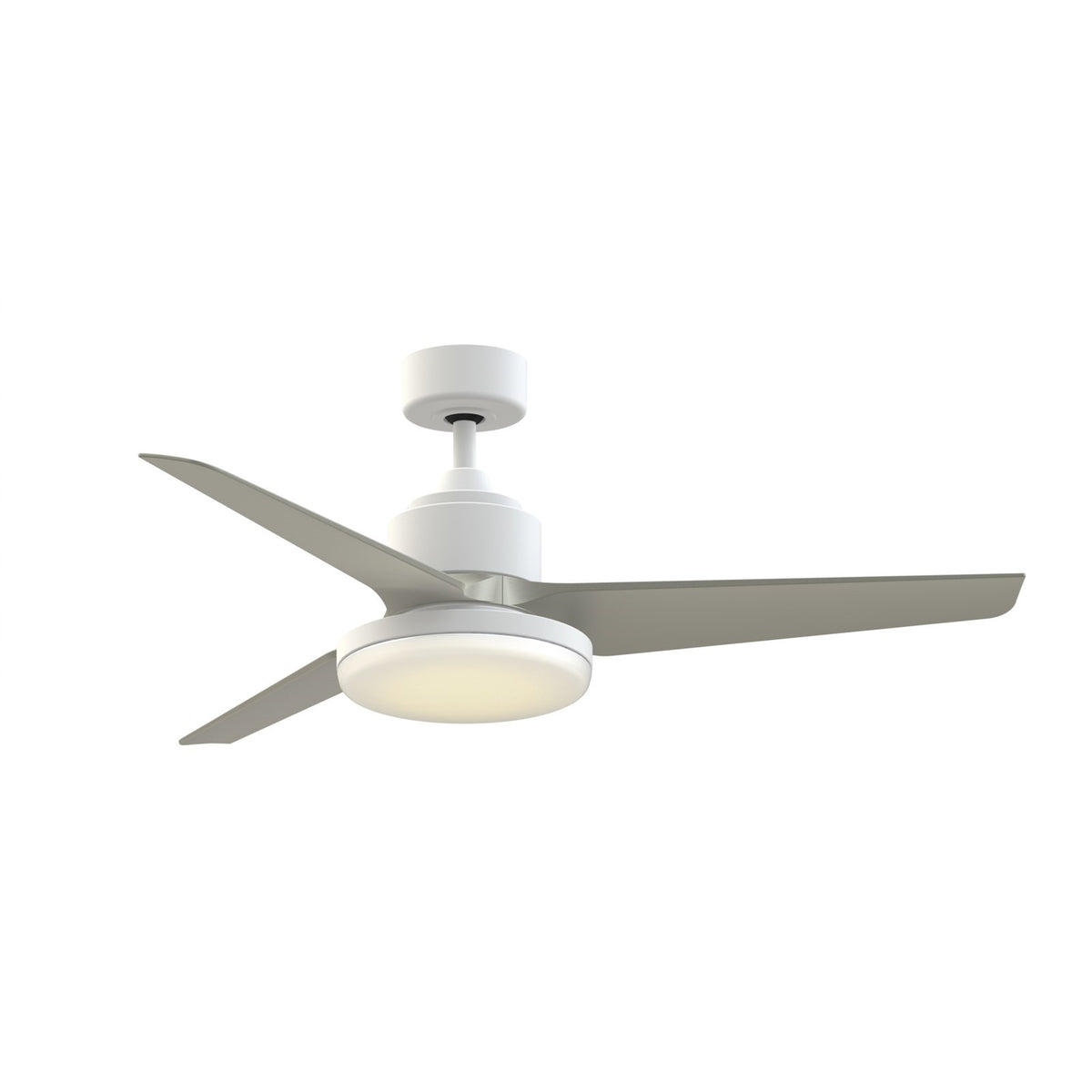 Fanimation TriAire Custom 52in 1-Light Ceiling Fan | Modern Matte White and Brushed Nickel Composite | Indoor & Outdoor | Model FPD8514MWW-52BNW-12LK