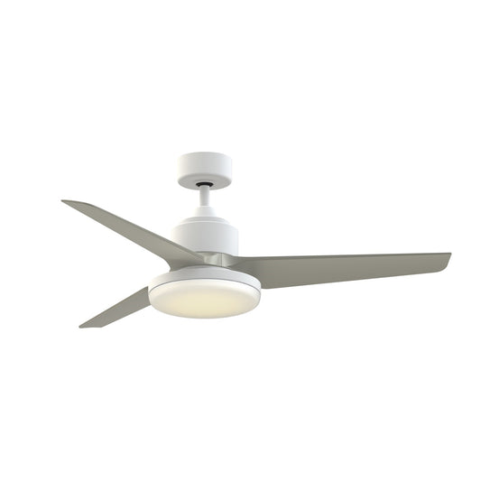 Fanimation TriAire Custom 52in 1-Light Ceiling Fan | Modern Matte White and Brushed Nickel Composite | Indoor & Outdoor | Model FPD8514MWW-52BNW-12LK