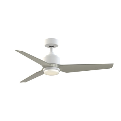 Fanimation TriAire Custom 52in 1-Light Ceiling Fan | Modern Matte White and Brushed Nickel Composite | Indoor & Outdoor | Model FPD8514MWW-52BNW-LK