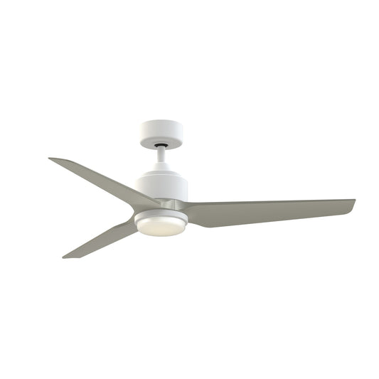 Fanimation TriAire Custom 52in 1-Light Ceiling Fan | Modern Matte White and Brushed Nickel Composite | Indoor & Outdoor | Model FPD8514MWW-52BNW-LK